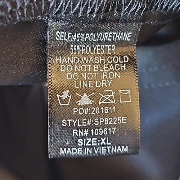 Shinestar black vegan leather pants not worn Size XL washable high rise - Picture 10 of 11